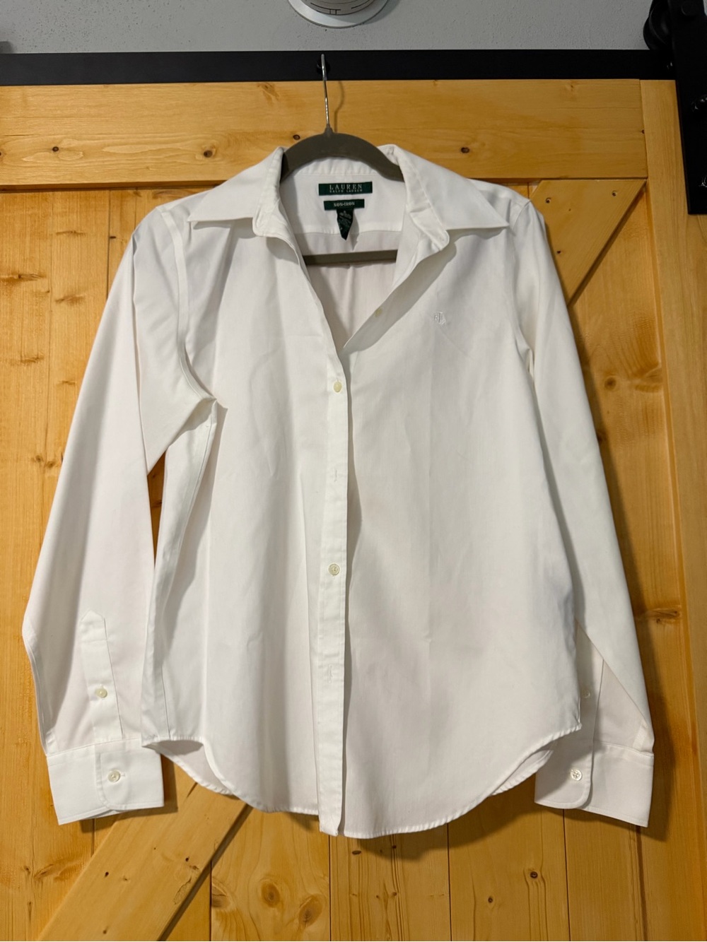 Lauren Ralph Lauren Women's White Non-Iron Button Down Shirt Size S